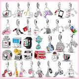 PAMELA 925 Sterling Silver Baseball Charms Barbell Sport Shoes Bead For Bracelet