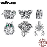 925 Silver Retro Animal Charm Spacer Bead for DIY Jewelry Making