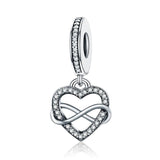925 Silver Heart Charm Bead Clover Pendant Women Jewelry