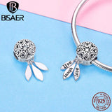 925 Silver Heart Charm Bead Clover Pendant Women Jewelry