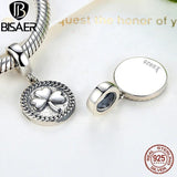 925 Silver Heart Charm Bead Clover Pendant Women Jewelry