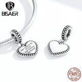 925 Silver Heart Charm Bead Clover Pendant Women Jewelry
