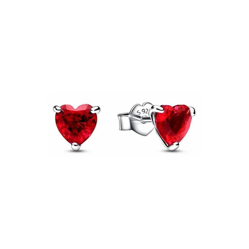 925 Silver Red Crystal Heart Jewelry Set for Her