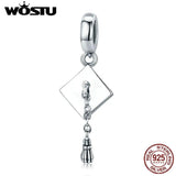 925 Silver Graduation Tassel Cap Pendant Charm for Bracelet