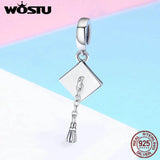 925 Silver Graduation Tassel Cap Pendant Charm for Bracelet