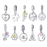 925 Silver Plane Heart Wings Pendant Jewelry