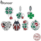 925 Silver Four-leaf Clover Ladybug Pendant Charms for Bracelet Necklace