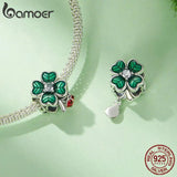 925 Silver Four-leaf Clover Ladybug Pendant Charms for Bracelet Necklace