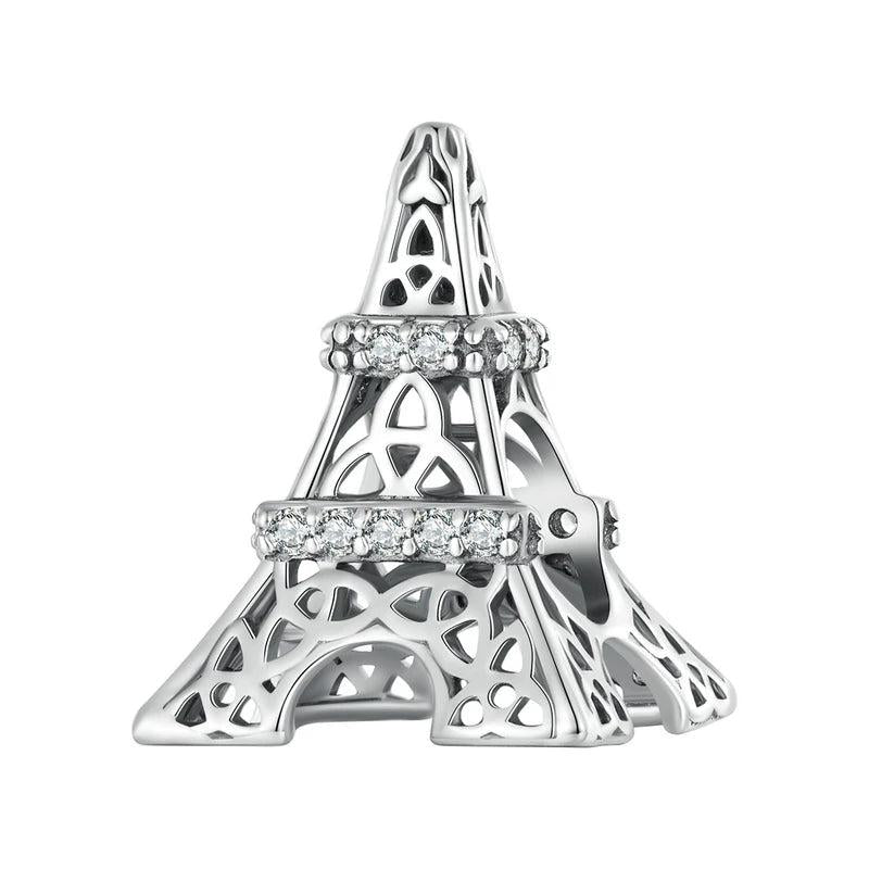 925 Silver Eiffel Tower Beads Charms for Bracelet DIY