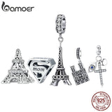 925 Silver Eiffel Tower Beads Charms for Bracelet DIY