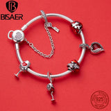 925 Sterling Silver Red Charm Beads Heart Pendant For Bracelet Necklace