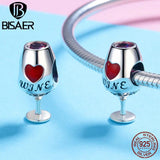 925 Sterling Silver Red Charm Beads Heart Pendant For Bracelet Necklace