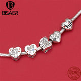925 Silver Family Charm Bead Pendant, Mother's Gift