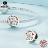 925 Silver Family Charm Bead Pendant, Mother's Gift