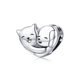 925 Silver Kitty Mermaid Charm Enamel Bead Pendant for Bracelet DIY
