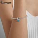 925 Silver Kitty Mermaid Charm Enamel Bead Pendant for Bracelet DIY