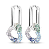 Heart CZ Zircon Silver Hoop Earring for Women