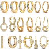Heart CZ Zircon Silver Hoop Earring for Women