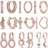 Heart CZ Zircon Silver Hoop Earring for Women