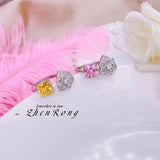 925 Silver Zircon Jewelry Set - Wedding Ring/Earring/Necklace