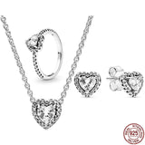 925 Sterling Silver Women's Jewelry Set-Earrings, Rings, Necklaces
