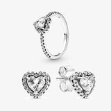925 Sterling Silver Women's Jewelry Set-Earrings, Rings, Necklaces