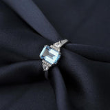 925 Silver Sky Topaz Emerald Cut Ring for Women