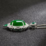 Jade Egg Pendant Necklace Hollow Flower Necklace Ring Silver 925 Jewelry Set