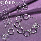 925 Silver Round Charm Pendant Set for Women