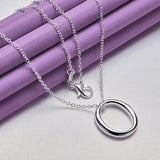 925 Silver Round Charm Pendant Set for Women