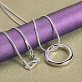 925 Silver Round Charm Pendant Set for Women