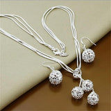 925 Silver Pendant Snake Chain Necklace Earrings Set