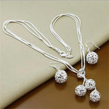 925 Silver Pendant Snake Chain Necklace Earrings Set