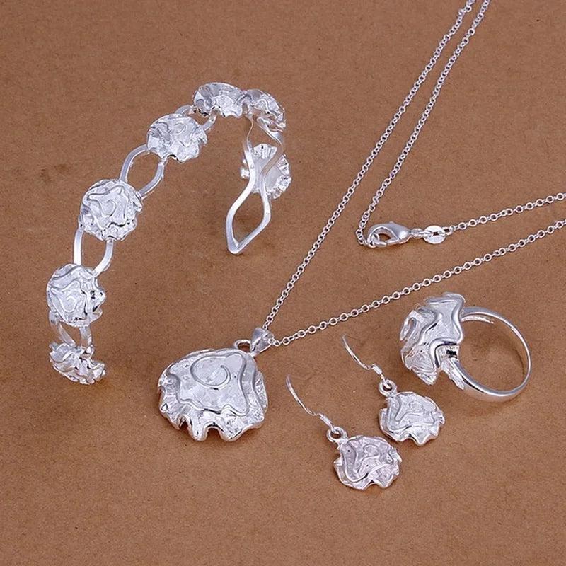 925 Sterling Silver Roses Jewelry Set for Wedding