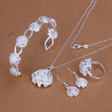 925 Sterling Silver Roses Jewelry Set for Wedding