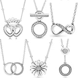 Sterling Silver Crown Hearts Daisy Flower Necklace
