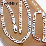 925 Silver 8mm Chain Necklace Set Charm Wedding Jewelry Ladies Accessories