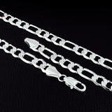 925 Silver 8mm Chain Necklace Set Charm Wedding Jewelry Ladies Accessories