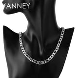 925 Silver 8mm Chain Necklace Set Charm Wedding Jewelry Ladies Accessories