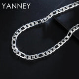 925 Silver 8mm Chain Necklace Set Charm Wedding Jewelry Ladies Accessories