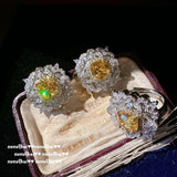 925 Silver Jewelry Sets Princess Cut Gemstone Yellow Zircon