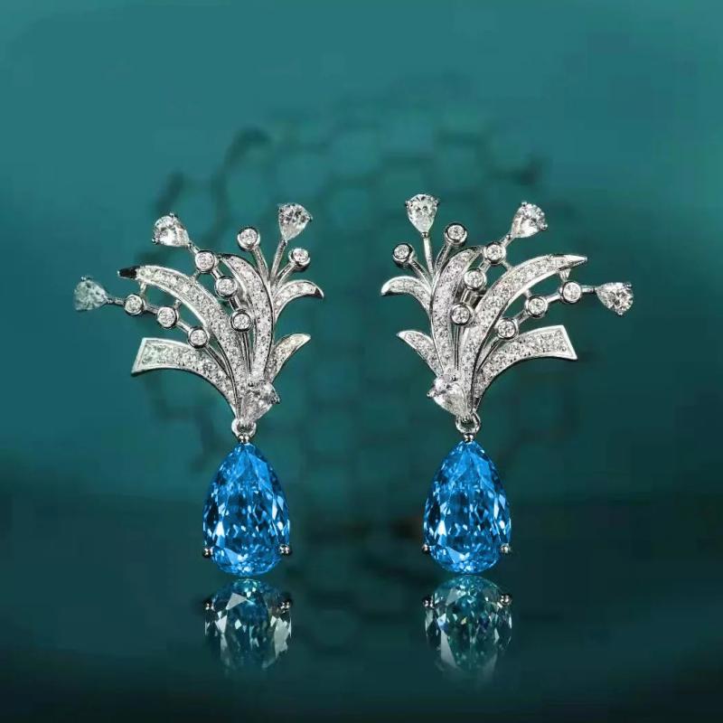 Zircon Flower Earrings & Rings Set 925 Silver Wedding Bridal Jewelry