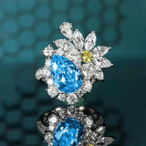 Zircon Flower Earrings & Rings Set 925 Silver Wedding Bridal Jewelry