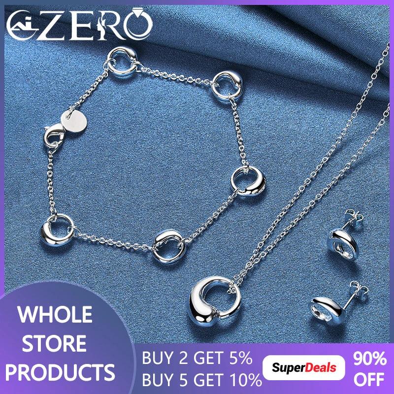 ALIZERO 925 Silver Water Drop Set Wedding Party Jewelry