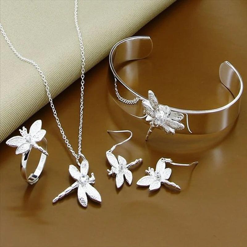 925 Silver Insect Dragonfly Jewelry Set for Wedding