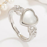 925 Silver Love Shape Necklace Ring Ear Stud Set Women Charming Gift