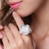 925 Sterling Silver Flower Rings Bracelet Jewelry Set for Women