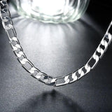 925 Silver 2pcs 8MM Chain Bracelet Necklace Set Man Woman Gift Jewelry