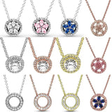 Sparkling Snowflake Hearts Collier Necklace 925 Silver Charm