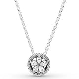 Sparkling Snowflake Hearts Collier Necklace 925 Silver Charm
